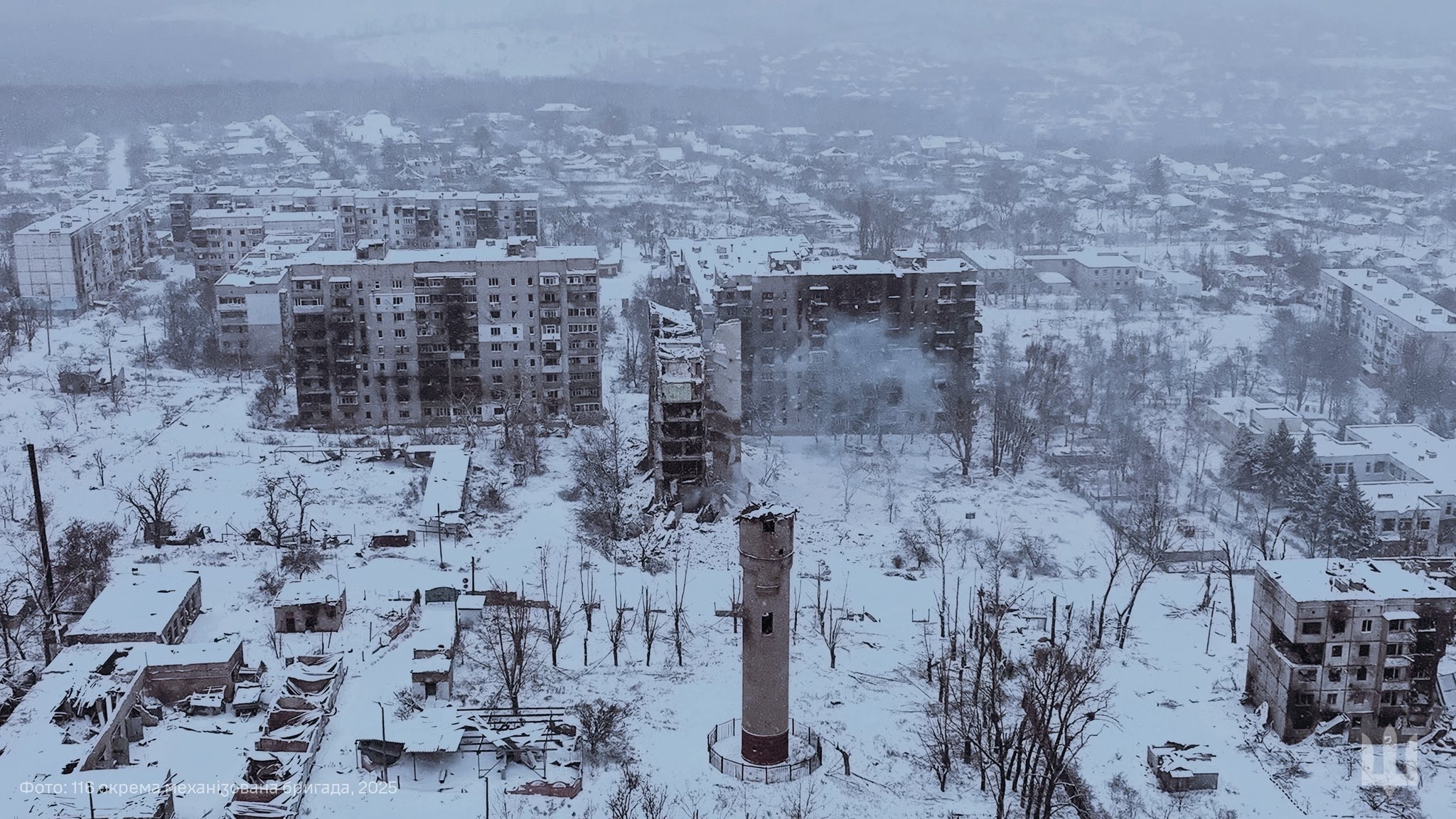 Виды разрушенного Купянска в декабре 2025 года