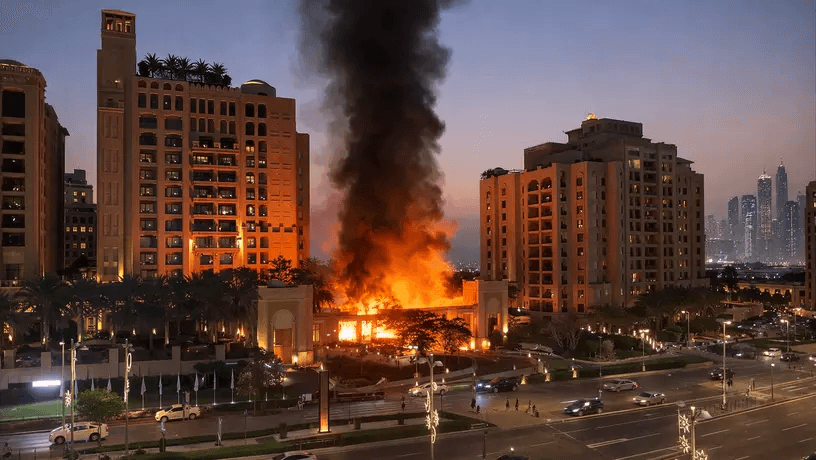 Отель Fairmont The Palm в Дубае загорелся из-за удара «Шахеда», пострадали четыре человека 